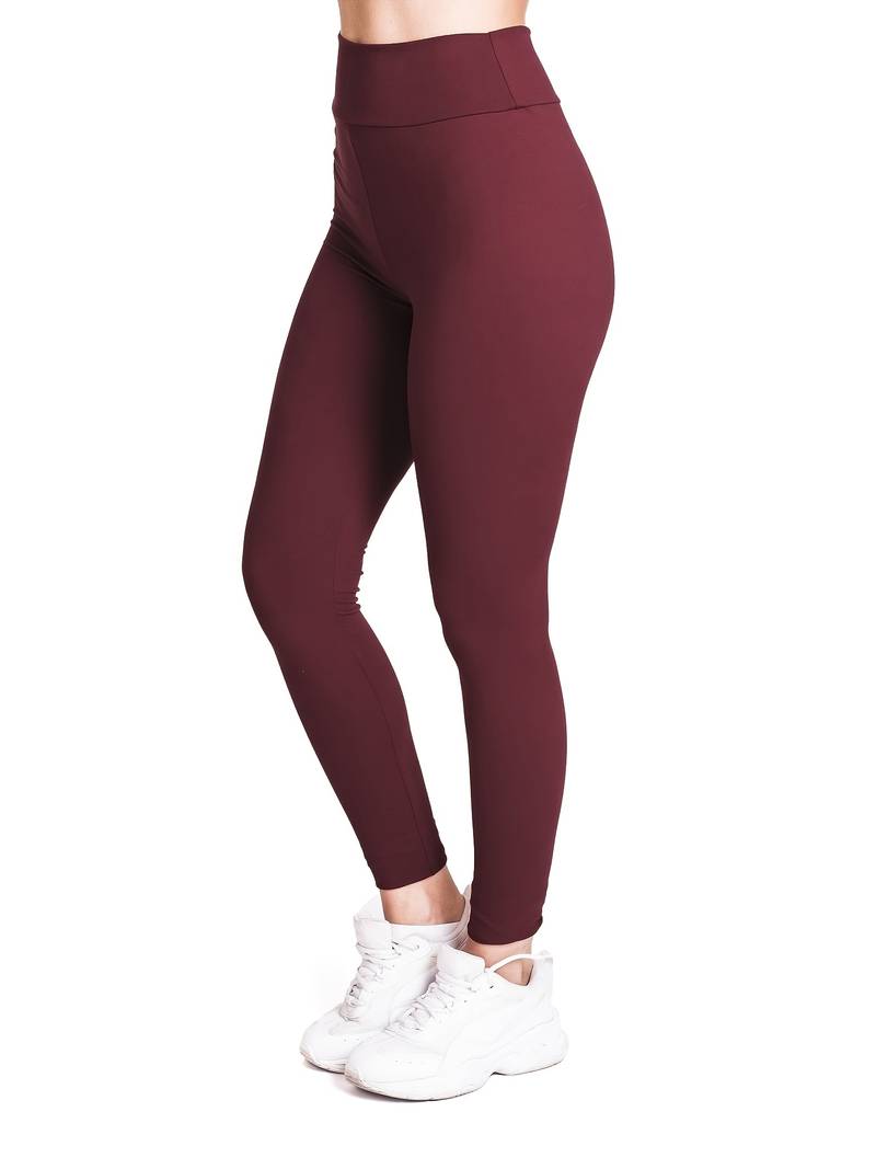 Red Burgundy High Waisted Tummy Control Gym Leggings for Women