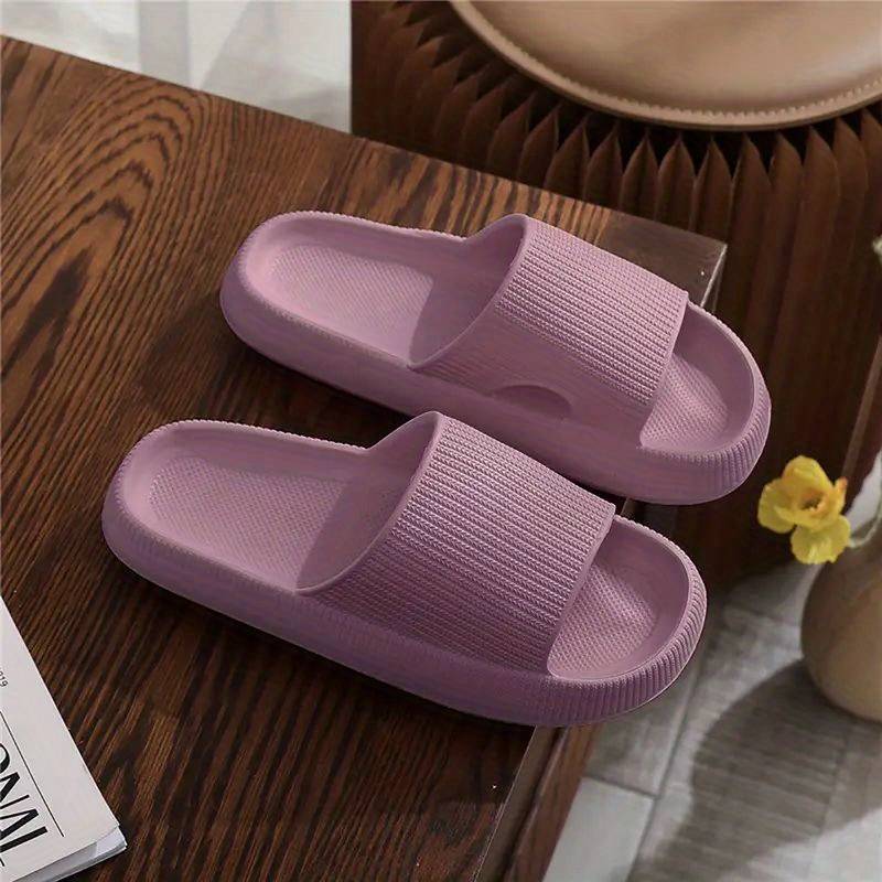 Pink Slippers Pillow Cloud Sliders for Women Plus Foot Massage Roller