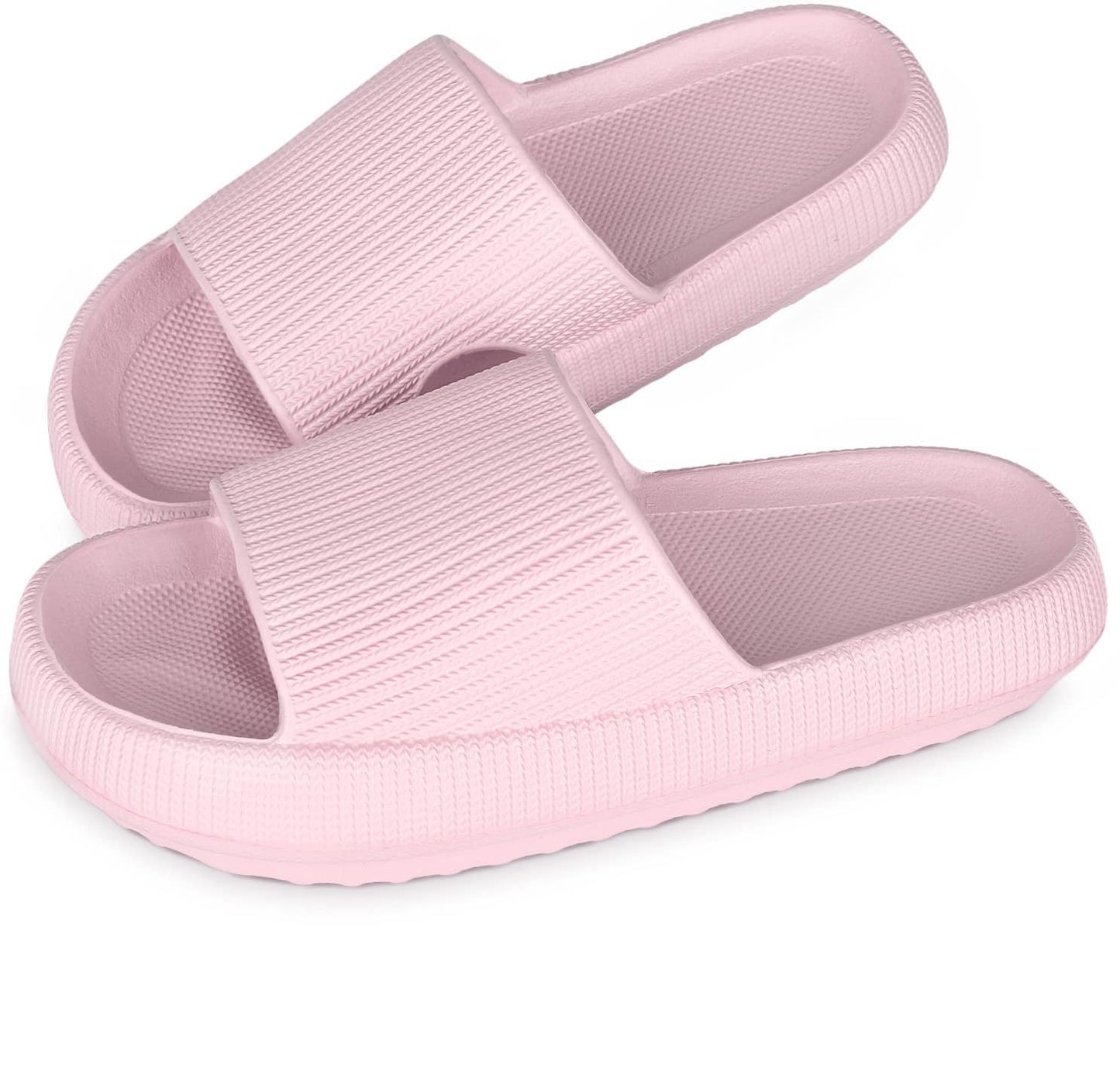 Pink Slippers Pillow Cloud Sliders for Women Plus Foot Massage Roller